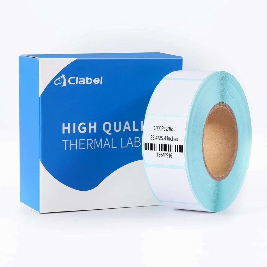 Papel Adesivo Térmico Clabel 1"x1", Compatível com Impressora de Etiquetas CT221D, Etiquetas Térmicas Autoadesivas para