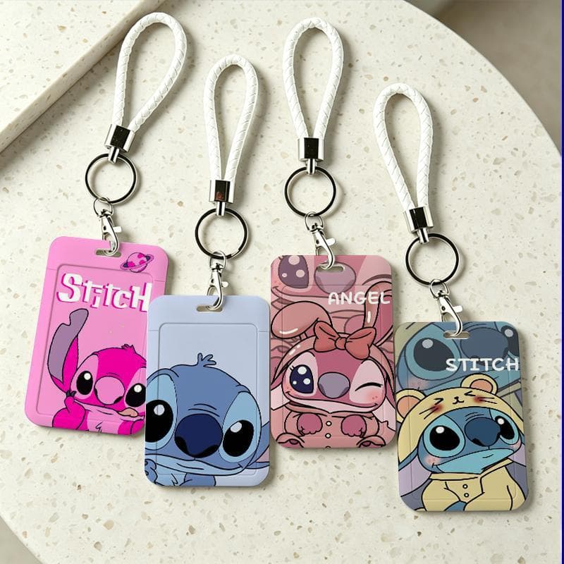 Porta cartão ilustração stitch popular com fecho prático para cartão ônibus cartão refeitório e crachá estudantil