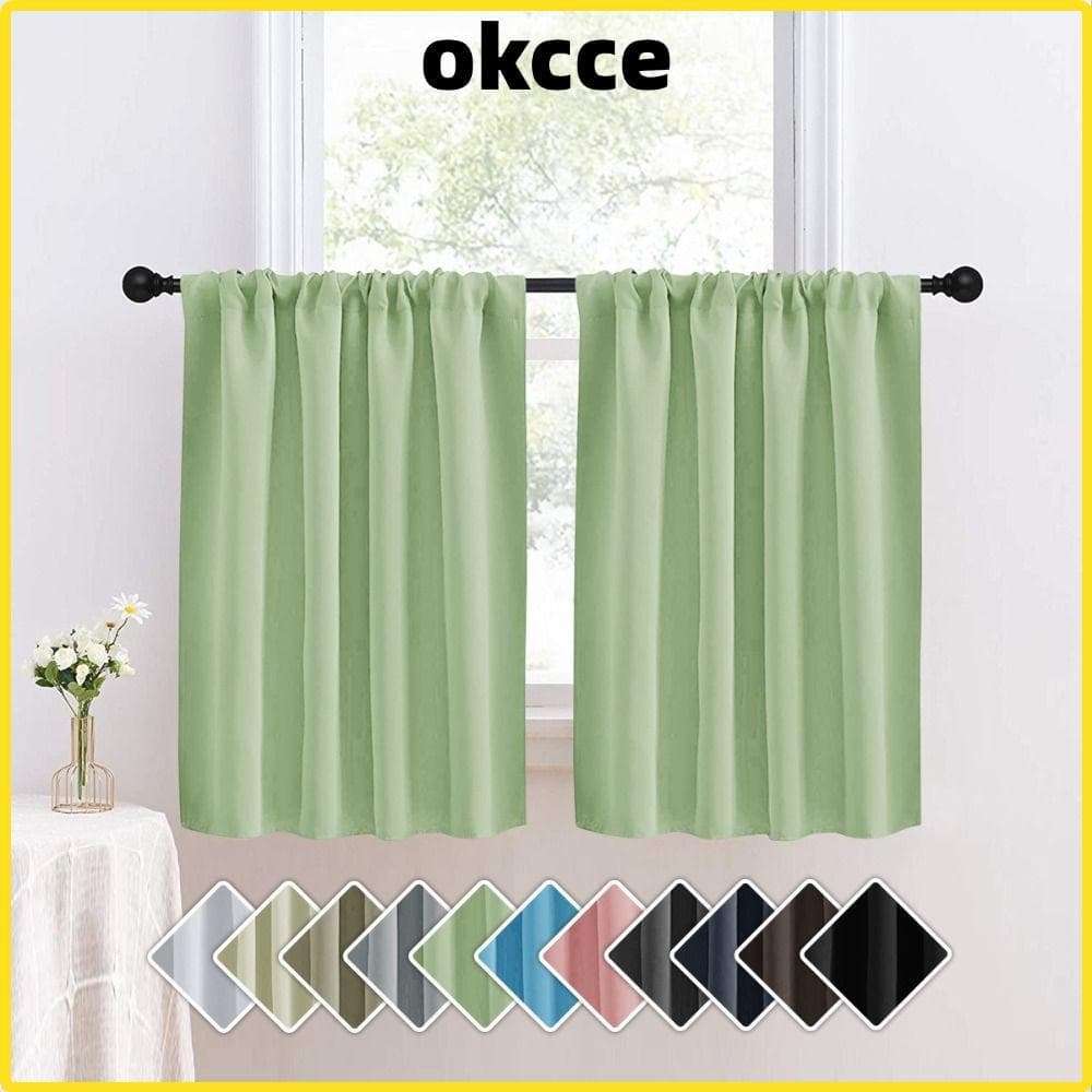 Cortina Blackout Curta OKCCE , Durável Para Cortinas De Camada Tratamento De Janelas Pequenas , Cor Pura