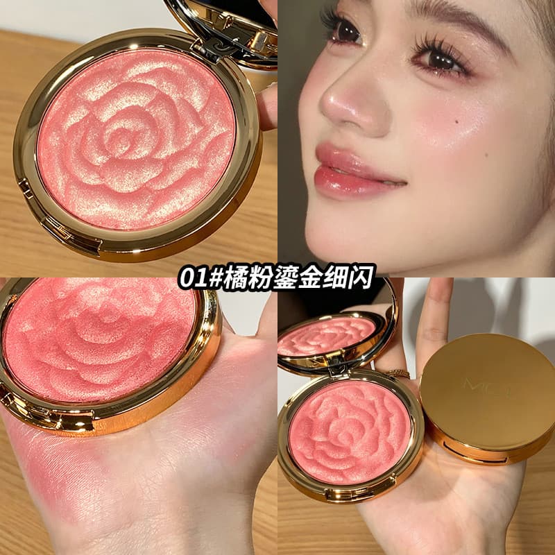 Placa multifuncional com iluminador Rose Blush em relevo!Claro Fino Brilhante Pêssego Nu Natural Iluminador Branco Rouge