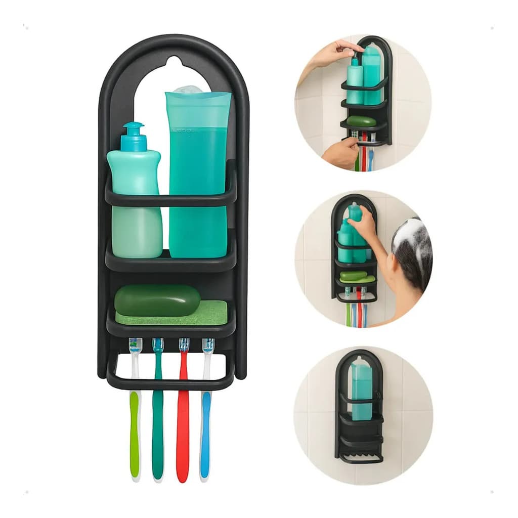 Porta Shampoo Prateleira Plástico Organizador Para Banheiro Suporte Shampoo Condicionador Sabonete Ideal Box Chuveiro