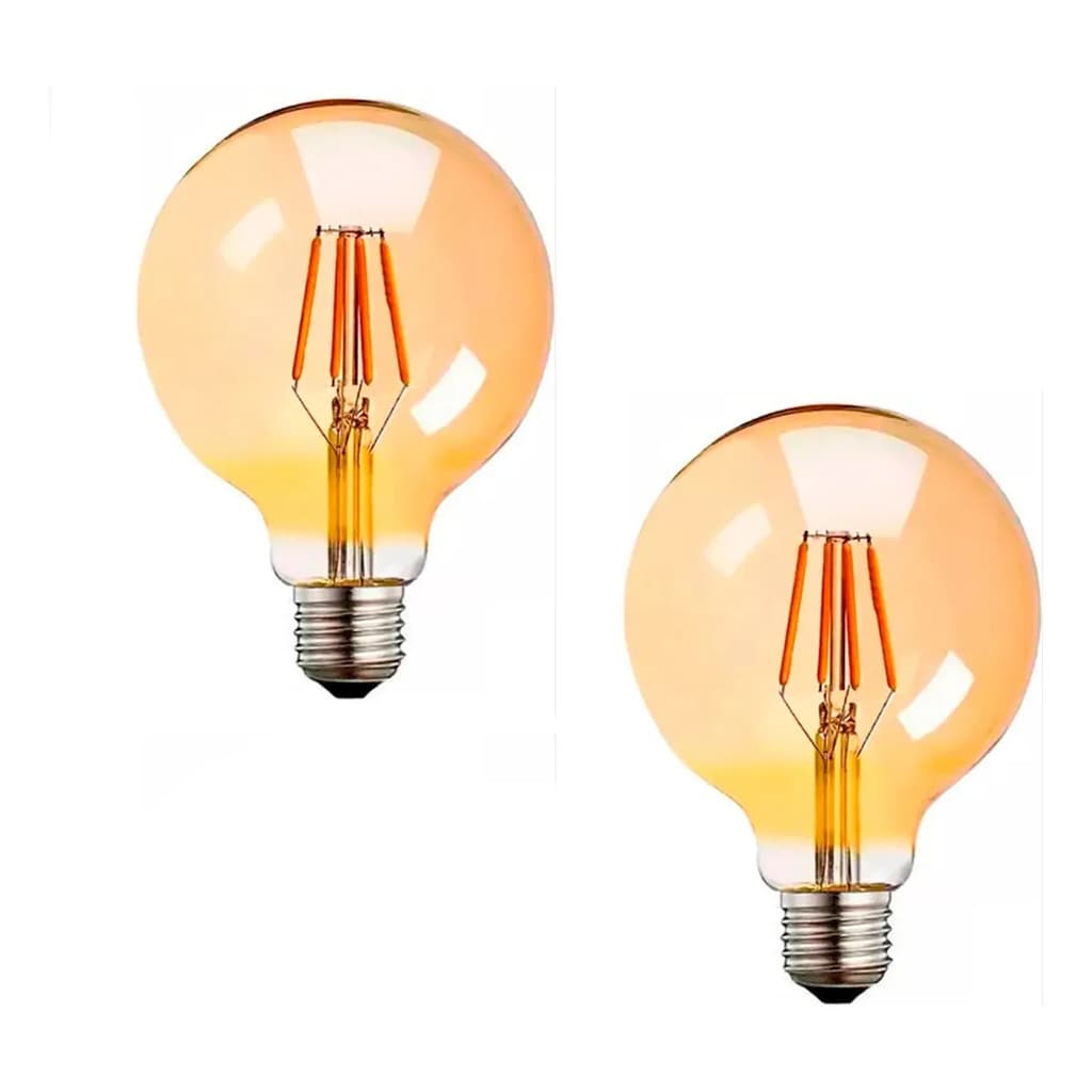 Kit 2 Lâmpada Filamento LED Globo G80 4W AMBAR 2200K BIVOLT