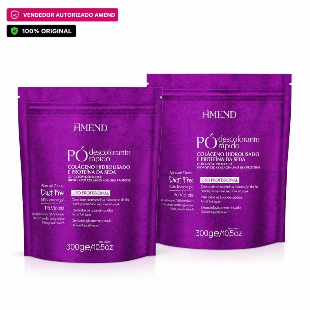 Kit 2 Pó Descolorante Amend Cosmetics - Roxo Macadâmia e Argan