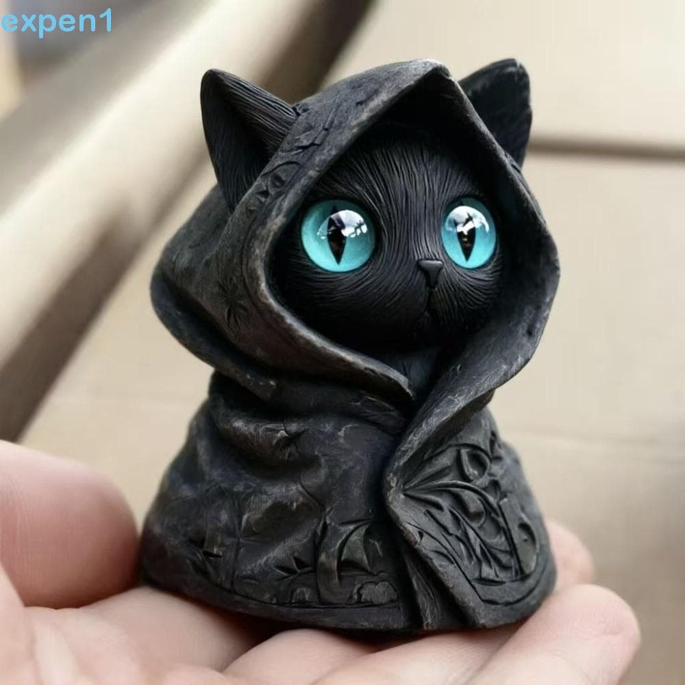 Escultura De Gato EXPEN , Estátua Mística Impressa Em 3D Gótica , Decoração Com Capuz E Enfeites