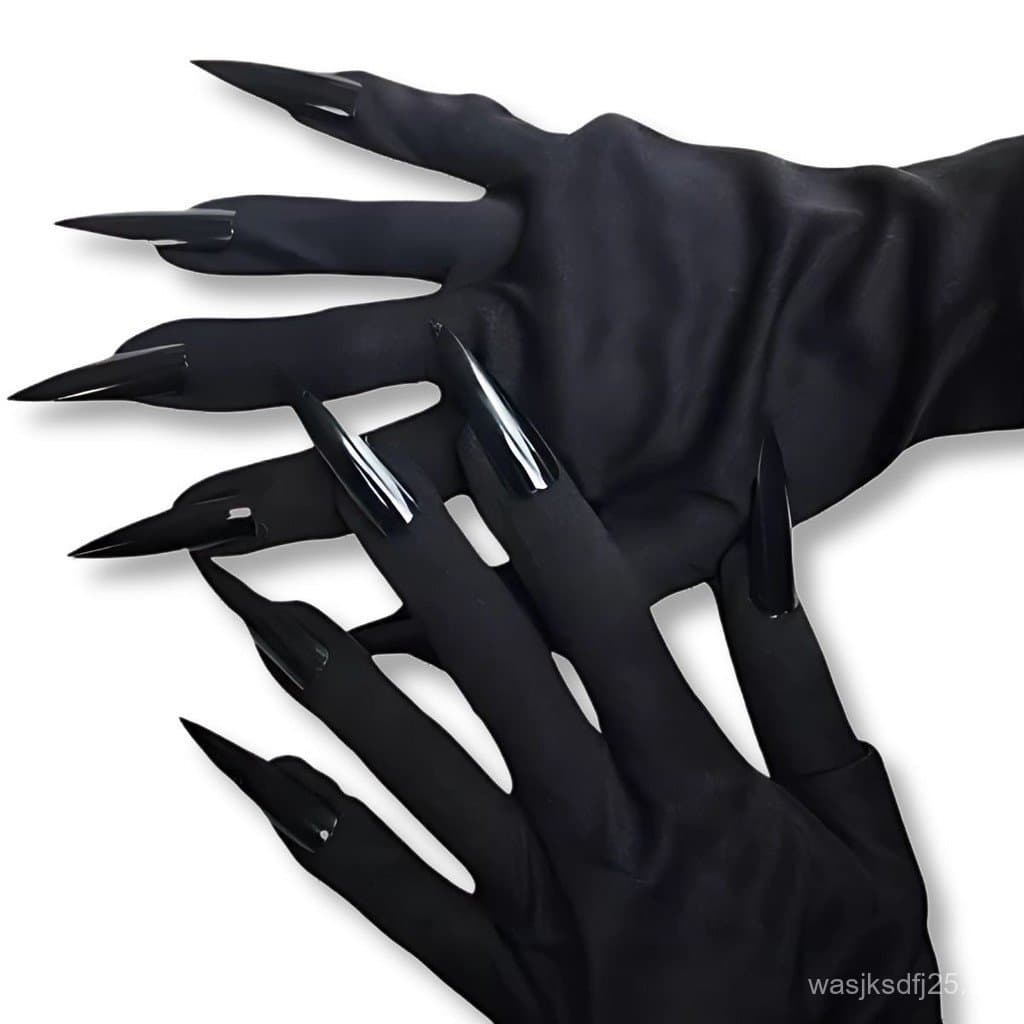01 Par de Luvas de Garras Vermelhas e Pretas para Fantasia de Halloween