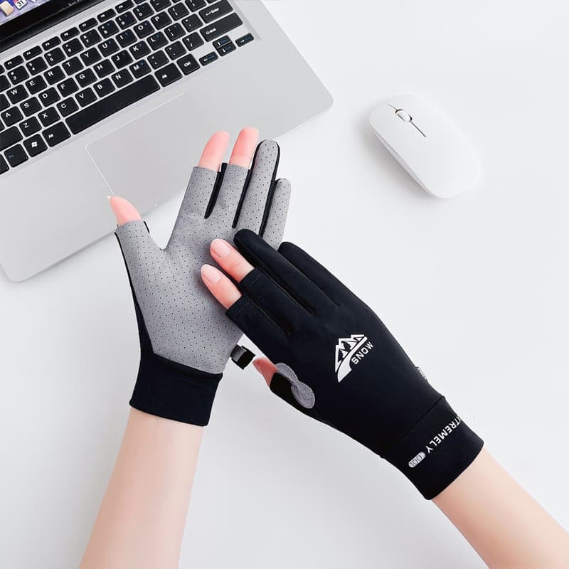 Luvas de ciclismo para o verão, finas, com proteção solar, de secagem rápida, especializadas para pesca, unissex, com tr
