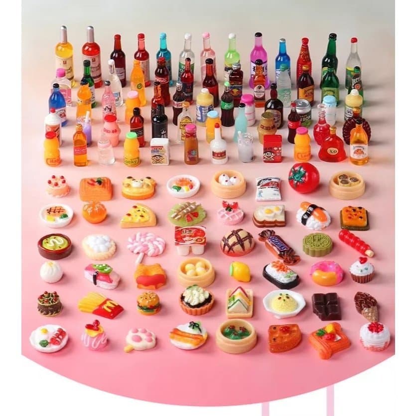 Miniatura de Comidas Bebidas Simulação Decorativo Mini