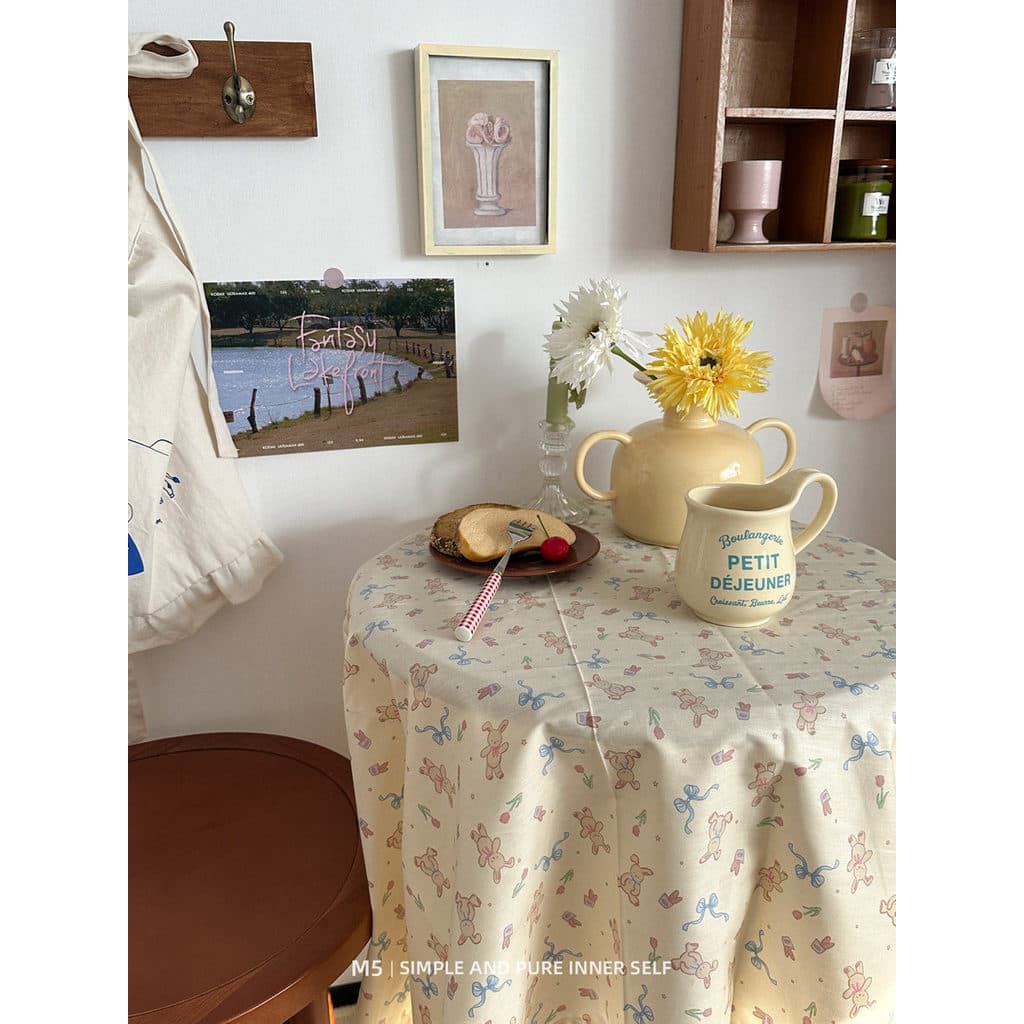 Ins estilo coreano puro algodão dormitório pano de mesa foto pano de mesa de café pano de redonda capa de mesa
