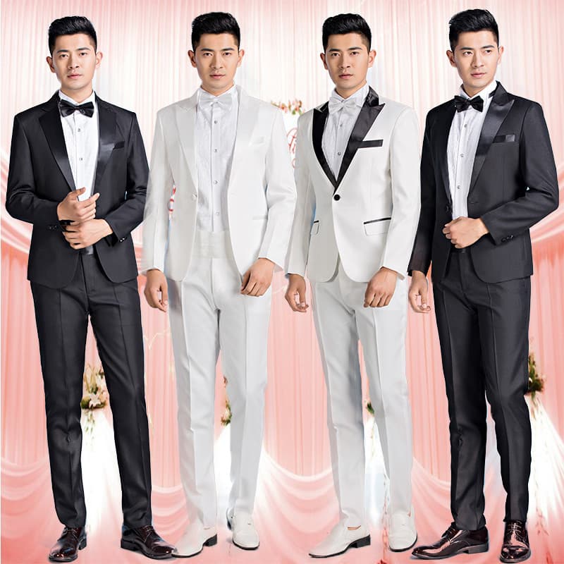 Novo estilo vestido masculino noivo terno de casamento terno masculino cantor anfitrião cerimonial desempenho traje foto