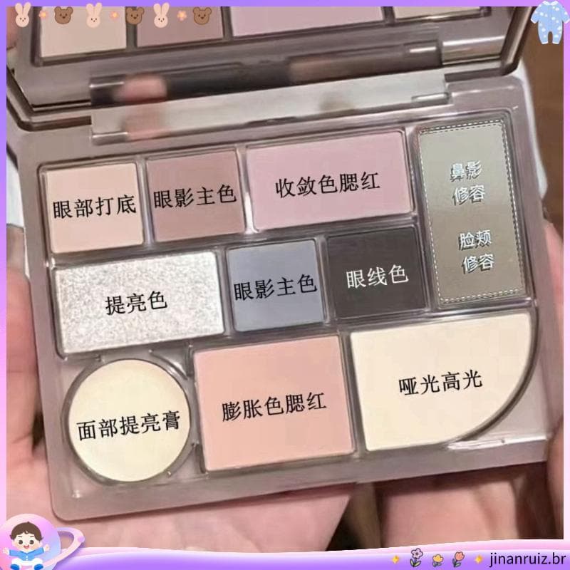 Uma paleta tudo obter dez cores maquiagem paleta abrangente paleta de sombras Blush contorno destaque corretivo terra co