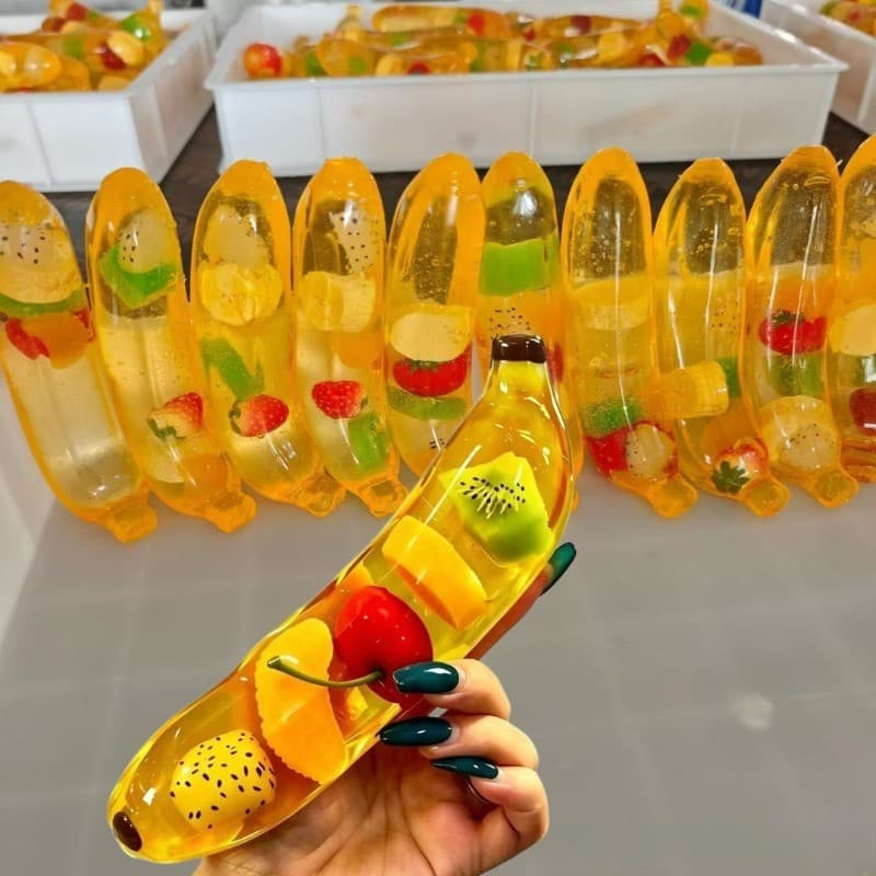 Jumbo Banana Mole Alívio Do Estresse Brinquedo Transparente Gel Squeeze Frutas Cheio Macio Sensorial Para Crianças Adult