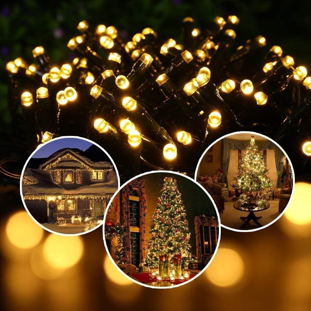 12m100leds Luzes Pisca Solares Luminárias Leds Varal Jardim