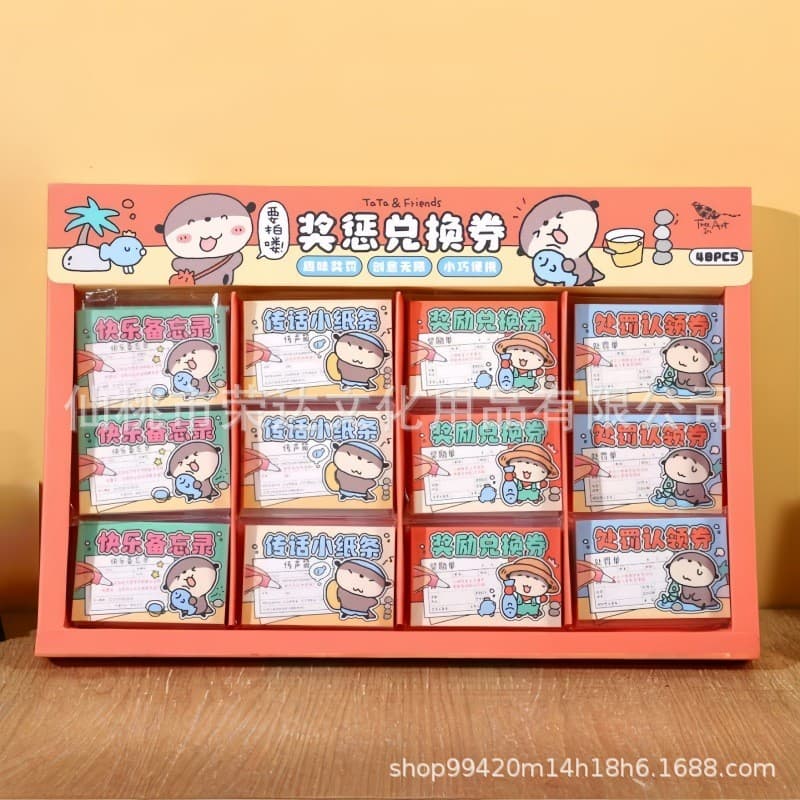 Novo Produto Qingyifang TR-BG03135 Caderno de Recompensas e Punições Divertido "Pequena Lontra TaTa e Amigos" Bloco de N