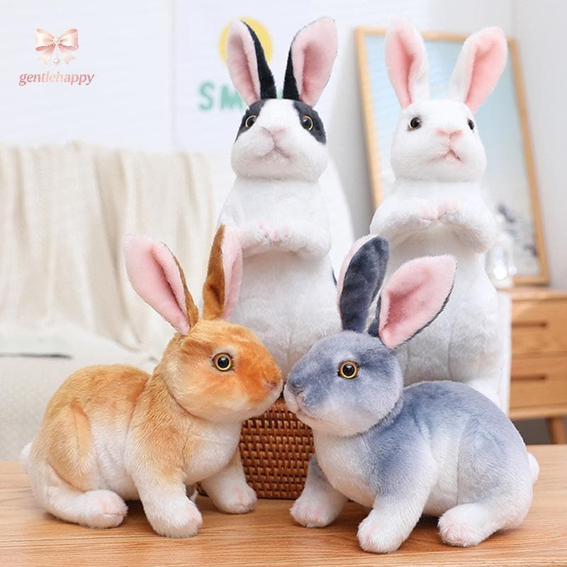 Gentlehappy Simulação Coelho Bonito Pele De Pelúcia Realista Kawaii Animal Brinquedo De Páscoa Modelo Presente Decoração