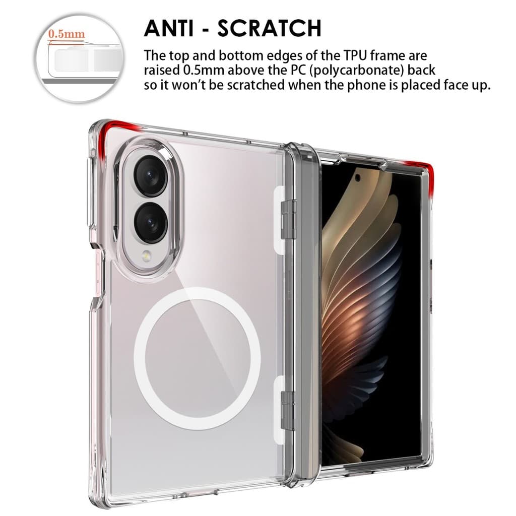 Adequado para Samsung ZFold8ultra transparente caso de telefone magnético tipo conjunto com eixo Central zflip8 proteção