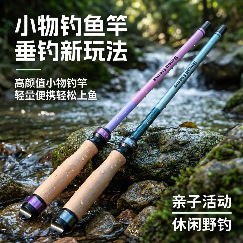 Vara de pesca de objeto pequeno Vara de fluxo Seção curta Vara de pesca para iniciantes Faixa ultraleve conveniente Tira