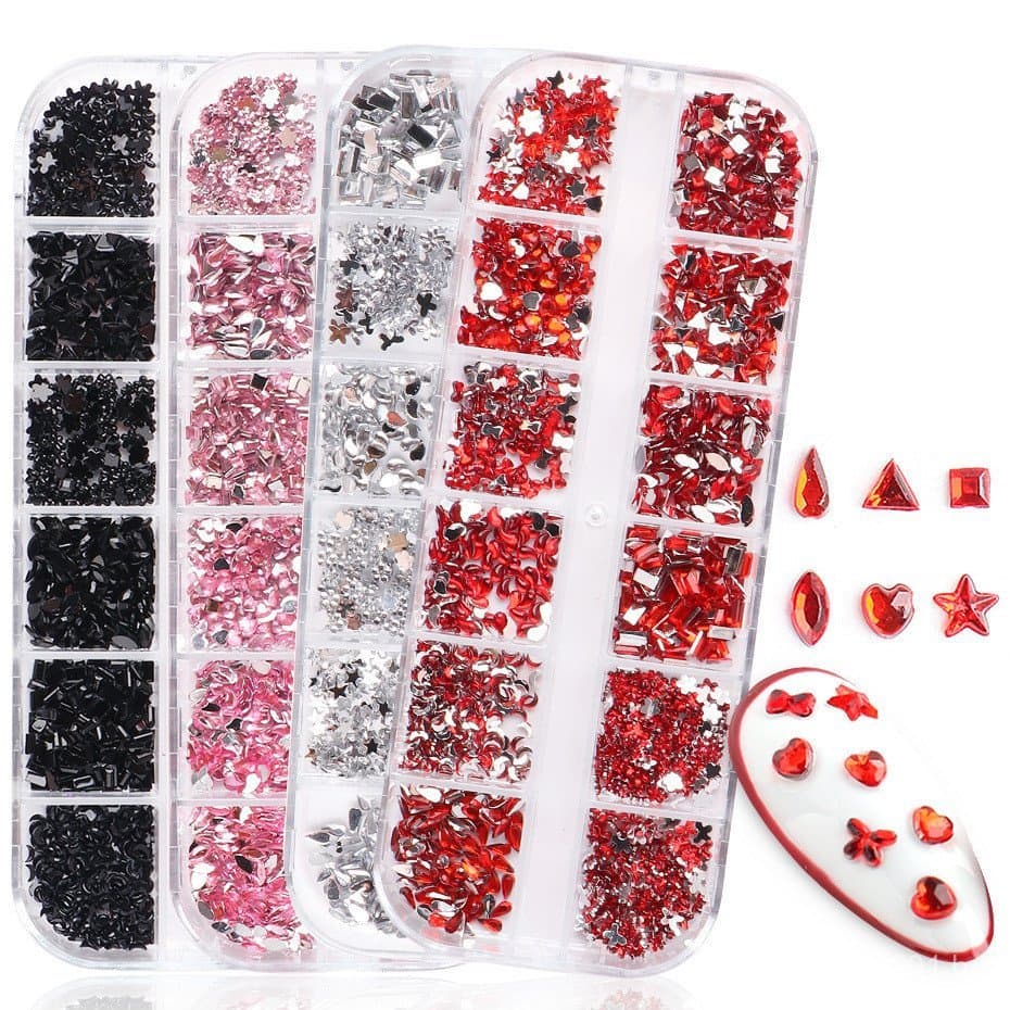 Decorações de unhas DIY em resina, acessórios de formato especial, strass em formato de coração, strass em formato de es