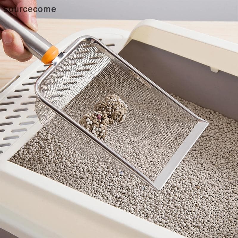 [sourcecome] Colher De Areia Para Gatos De Malha Fina De Aço Inoxidável Pá Durável Não Sti Répteis Boutique
