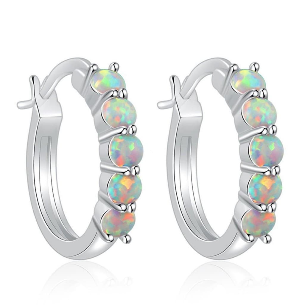 Brincos De Argola De Opala Branca De Praia Havaiana RODREASON , Círculo Pequeno Minimalistas Banhados A Platina , Joias