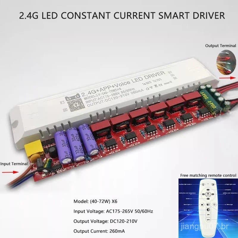 Fonte de alimentação com controle remoto inteligente para driver LED LY 2.4G, com ajuste de intensidade e mudança de cor