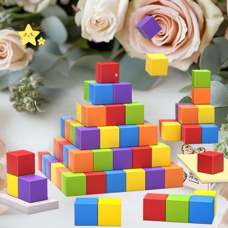 [JBTH] 30/50/100 Unidades Brinquedos De Aprendizagem De Cores Em Formato De Bebê Cubos Coloridos Construção De Madeira B