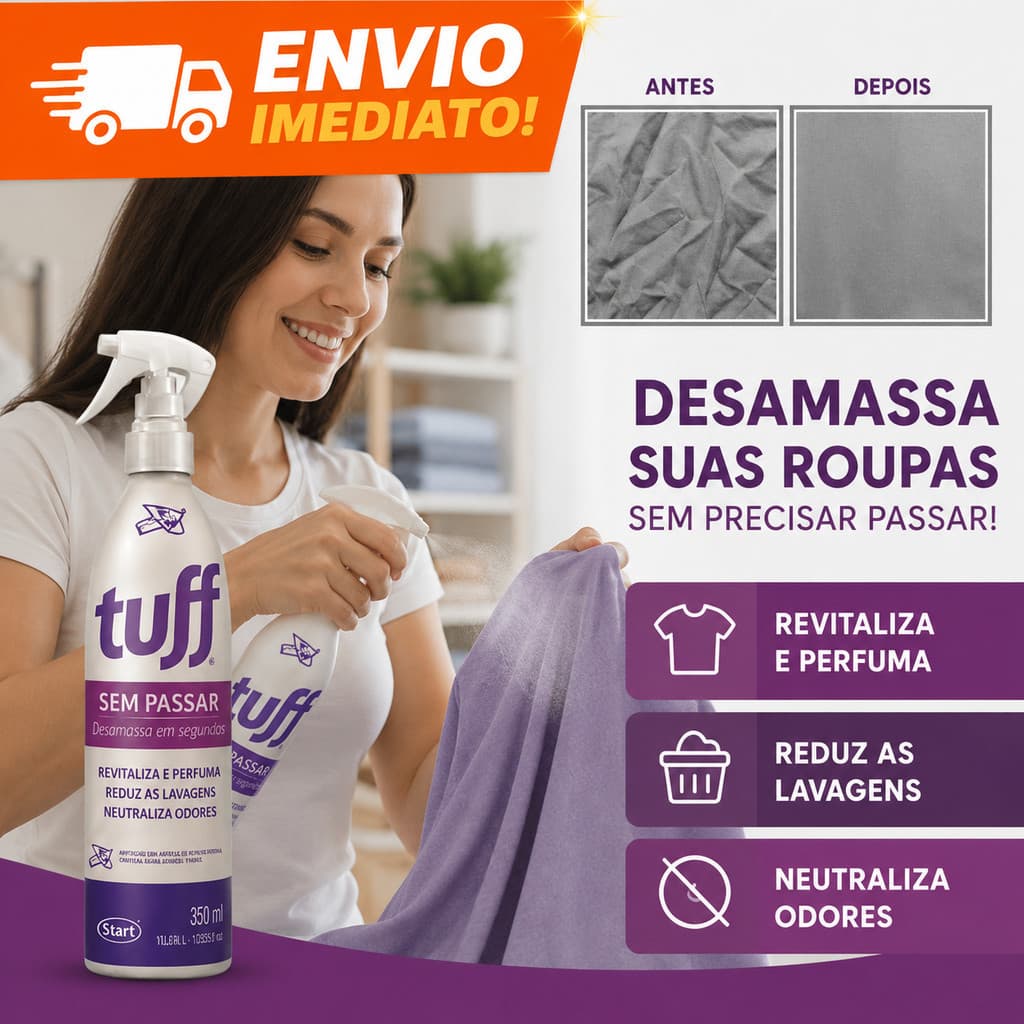 Tuff Sem Passar  350ml e 60ml  - Desamassa e Neutraliza Odores