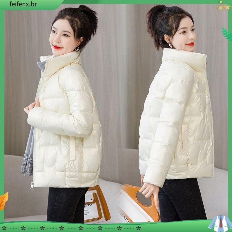 Jaqueta brilhante feminina jaqueta acolchoada estilo curto 2025 inverno outono novo estilo jaqueta acolchoada versão cor