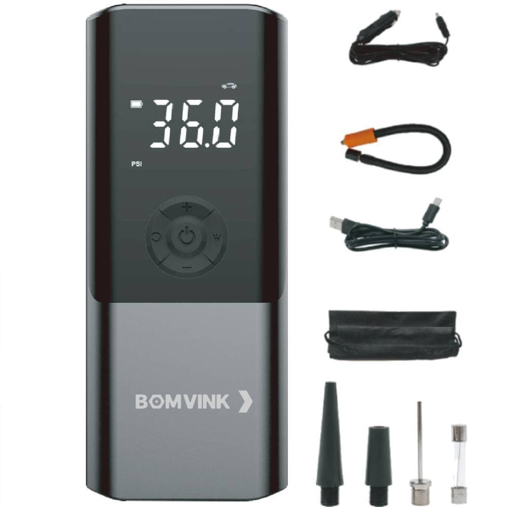 Mini Compressor de ar portátil digital recarregável 150 PSI com LED - BOM-8906 - Bomvink