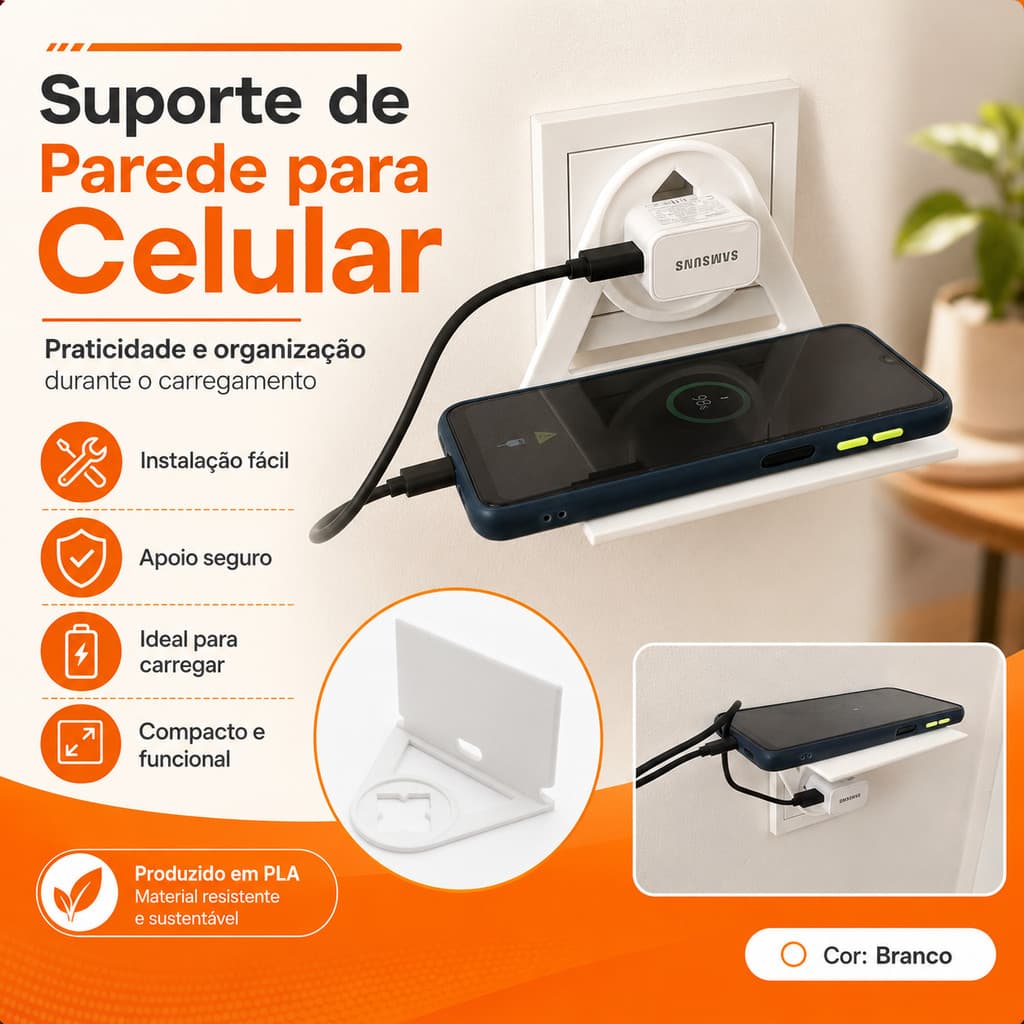 Suporte Tomada Carregar Celular Parede