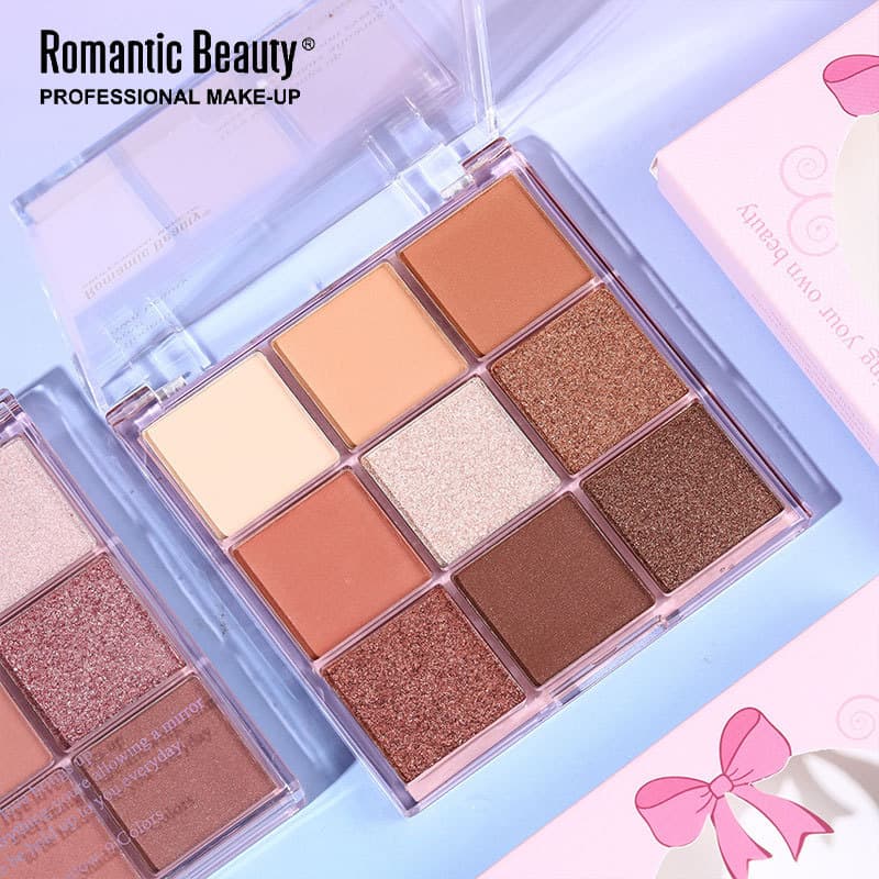 Paleta de Sombras Matte em Tons de Marrom para Mulheres, Paleta Multicolorida, Nove Tons de Marrom.