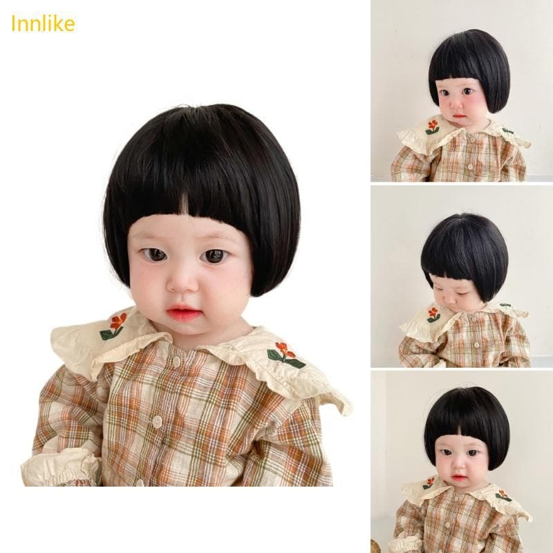 Innlike Meninas Chapéu Cabelo Simulação Peruca Encaracolada Rayon