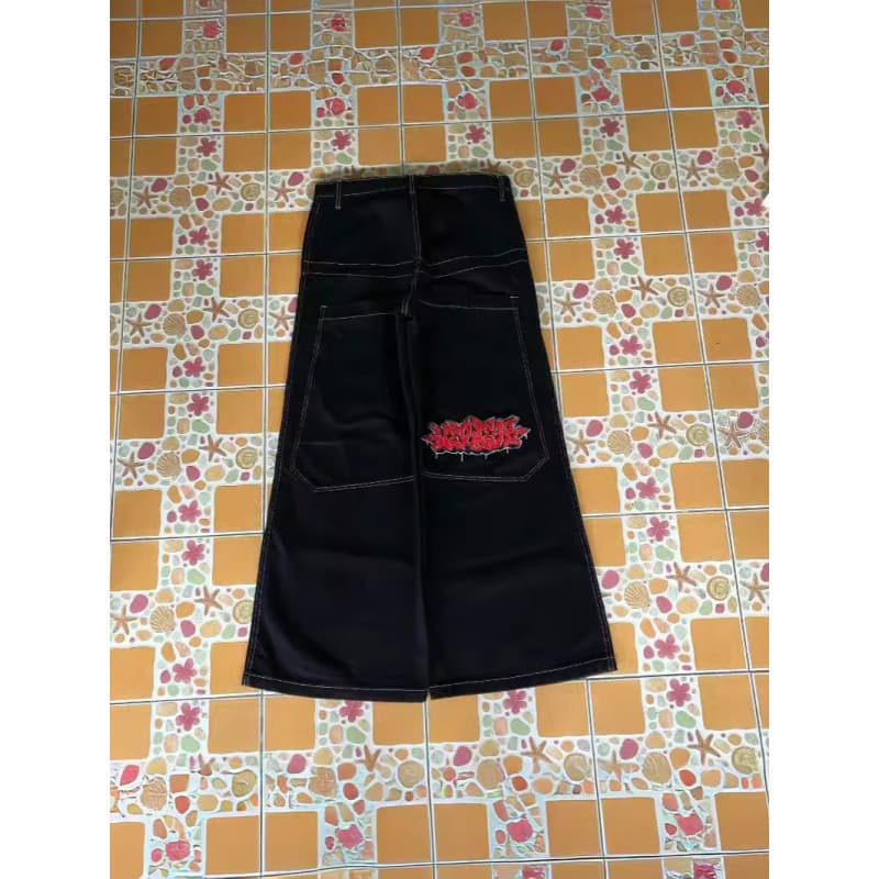 Hip Hop carta solta jeans masculino Y2K jeans rua Harajuku cintura alta calças largas