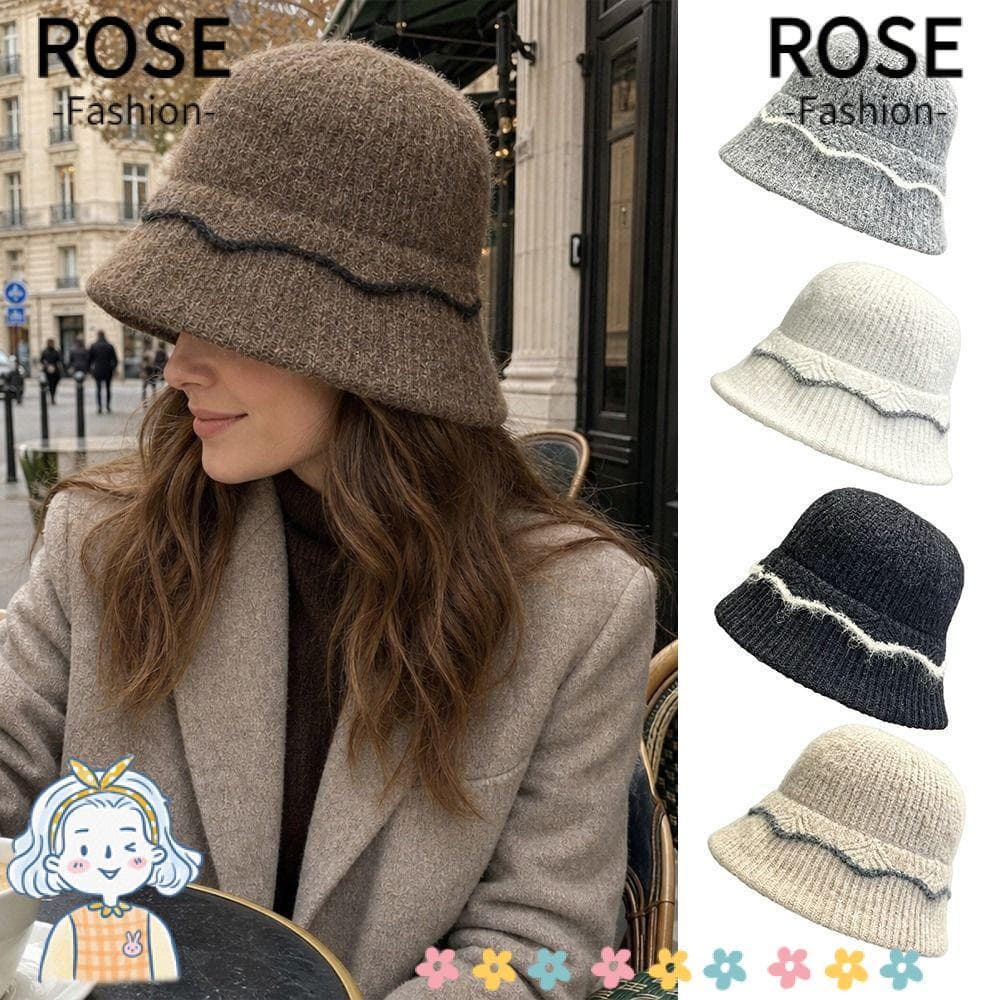 Chapéu De Pescador ROSEGOODS , Balde De Malha De Lã À Prova De Frio , Gorro Quente Multifuncional Vento