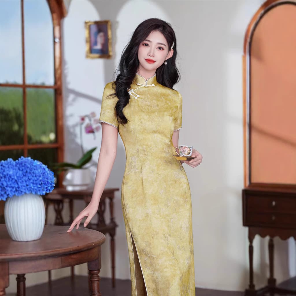 Senhoras elegantes enviar exame cheongsam 2025 primavera novo estilo uso diário melhorado Retro novo estilo chinês indo