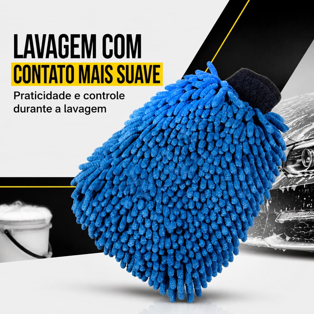 Luva de Lavagem Automotiva Microfibra Dupla Ação Vonixx Carro Moto Limpeza Suave da Pintura