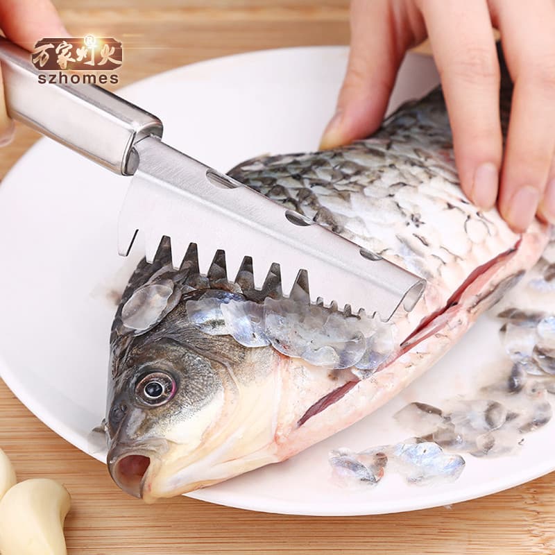 Plaina de escama de peixe de aço inoxidável doméstica Raspador de escama de peixe Faca de escama de peixe Descalcificado