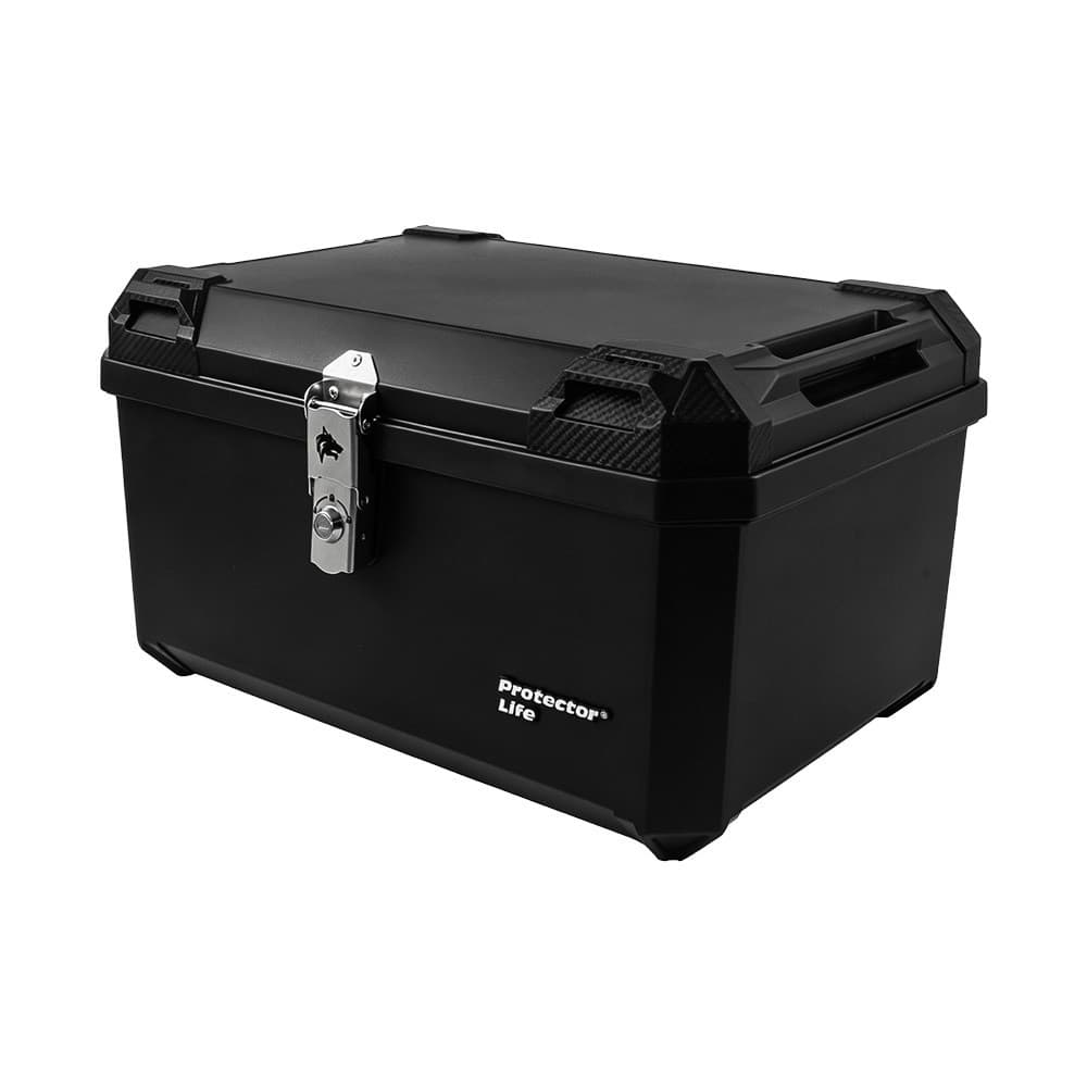 Baú Bauleto Para Moto 65 Litros Com Suporte Universal Para 2 Capacetes  Protector Life (E-600)