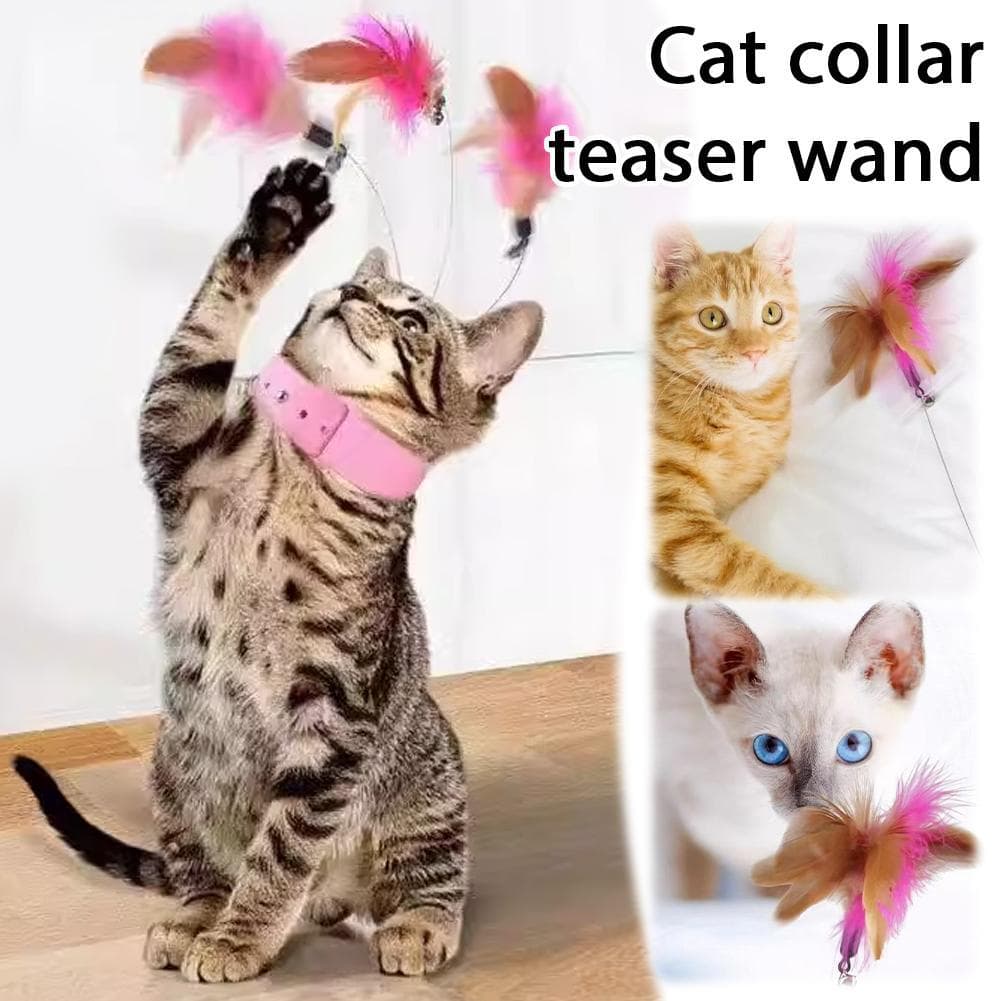 Coleira De Gato Teaser Varinha Brinquedo Pescoço Usar Com Penas Sino Interativo J8D8