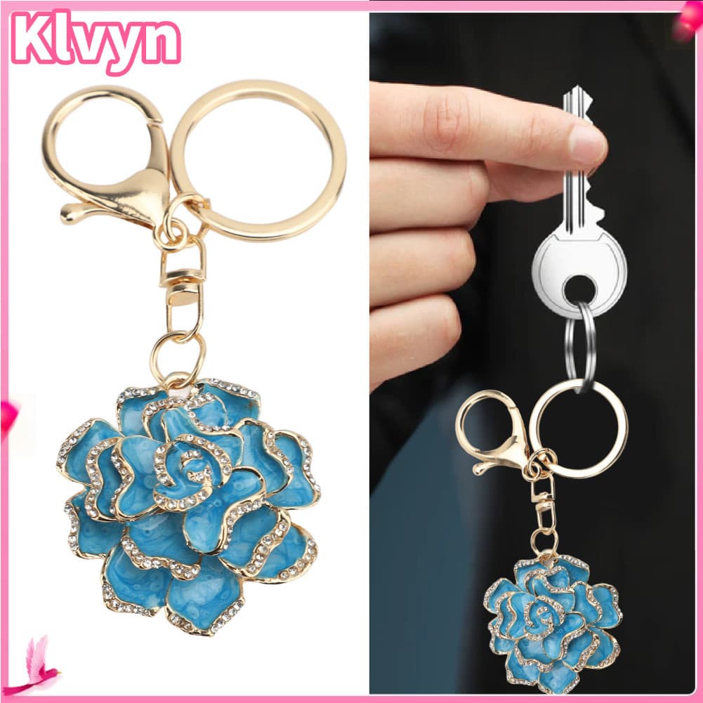 Klvyn-br Chaveiro de flor Aramox requintado em forma de rosa com pingente de bolsa para chaveiros elegantes, carteiras