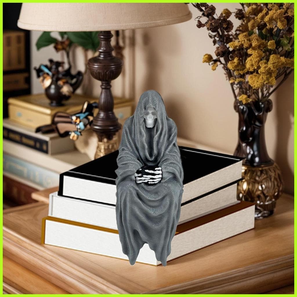 Estatueta Fantasma Com Capuz Sentado , Casa Assombrada , Festa , Decoração Ao Ar Livre , Esqueleto Gótico De Halloween C