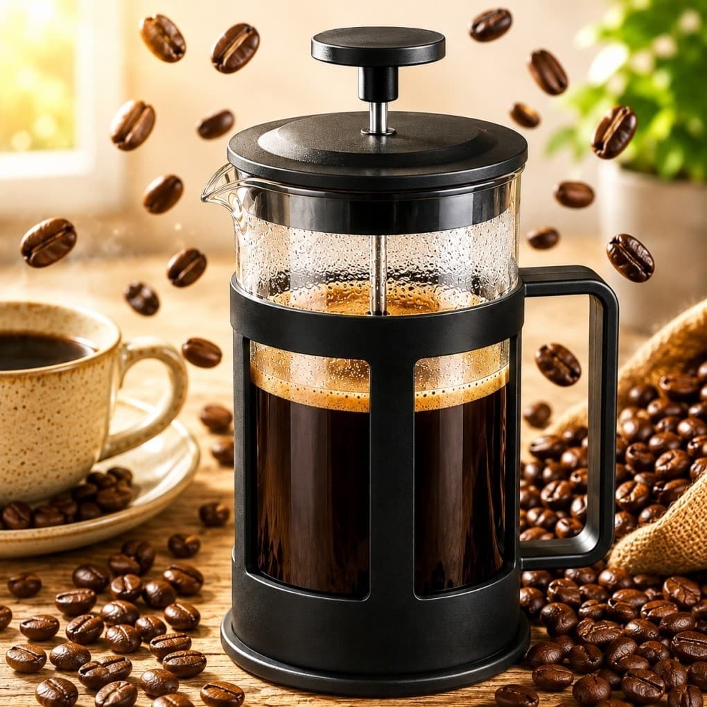 Cafeteira Prensa Francesa 600ml | French Press Manual | Filtro Inox Reutilizável Para Café e Chá | Cafeteira com Êmbolo