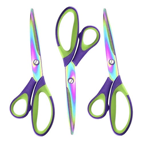 Kit 3 Tesoura Multiuso Titânio Corte Tecido Costura 8,5 21cm Violeta
