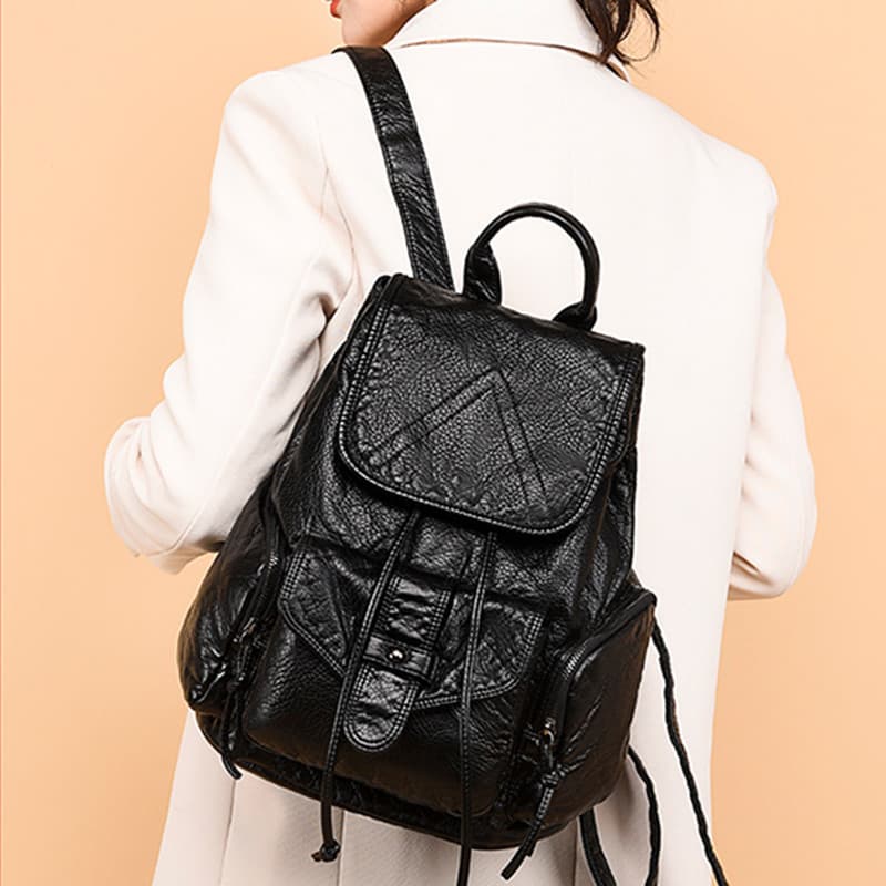 Mochila de couro genuíno de grande capacidade feminina 2026 novo estilo versão coreana bolsa escolar de couro pele de ca