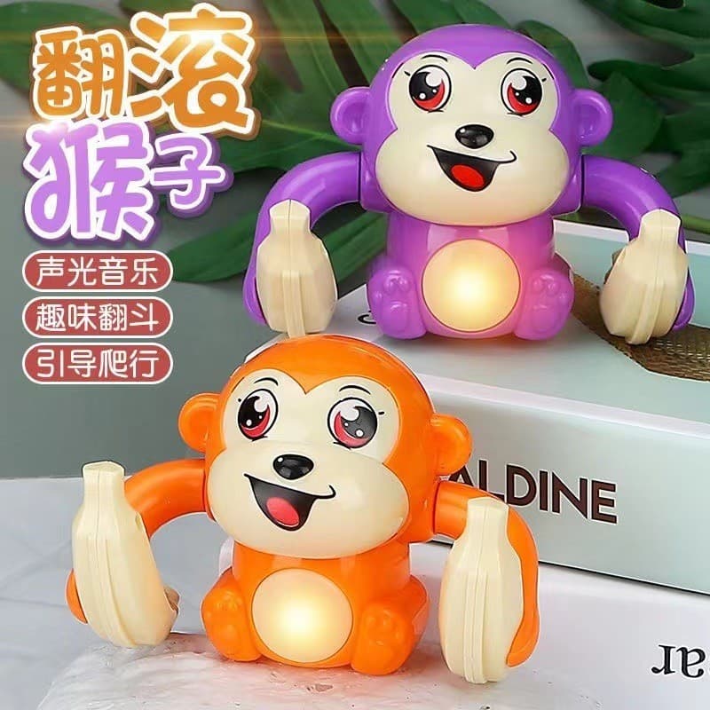 Brinquedo de macaco elétrico educacional para crianças, venda imperdível, educação precoce, música leve, Flip-up, monge