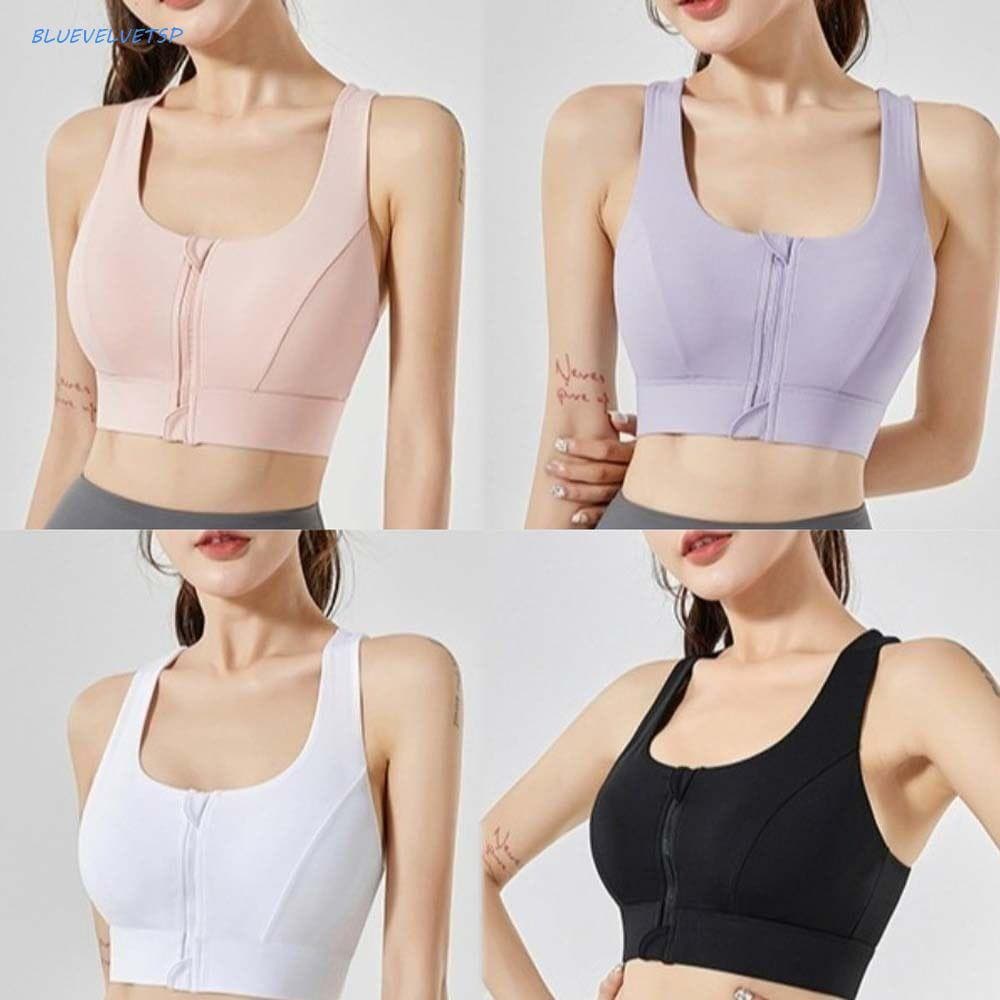 Sutiã Esportivo Com Zíper Frontal BLUEVELVETSP , Roupa Íntima De Ioga Uma Almofada De Alto Impacto , À Prova De Choque D