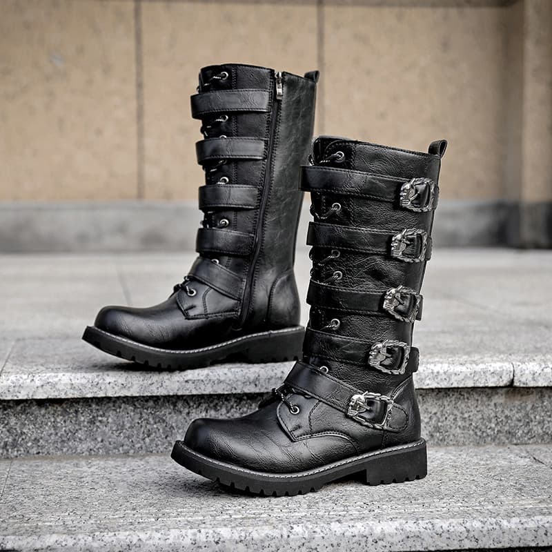 Botas de equitação de motocicleta masculina tubo longo Retro botas arte mongol Martin botas novas botas de Cowboy mascul