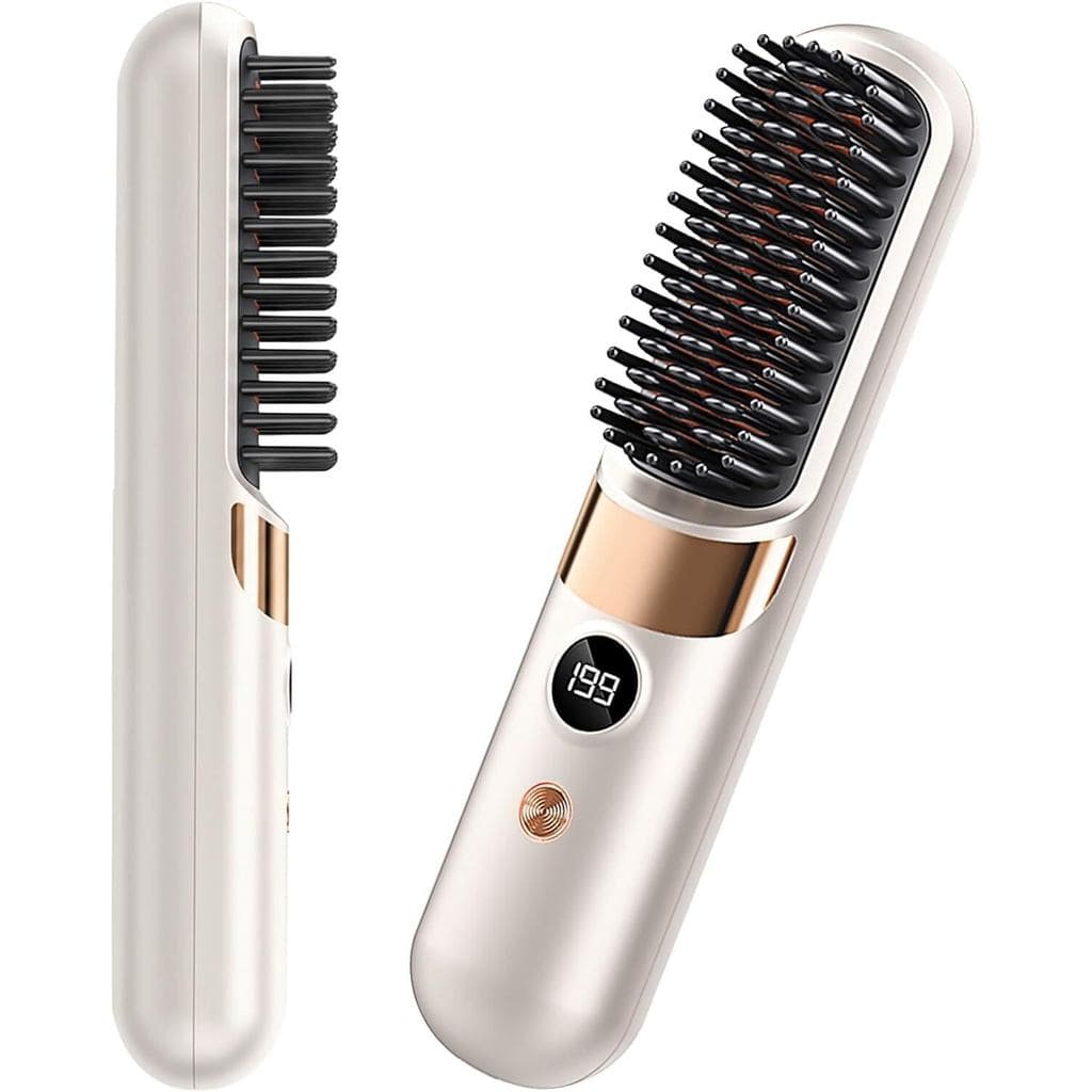 2026 New Go Brush Pro UK, Escova Alisadora de Cabelo Portátil, Pente Alisador de Cabelo Aquecido de Cerâmica Sem Fio, An