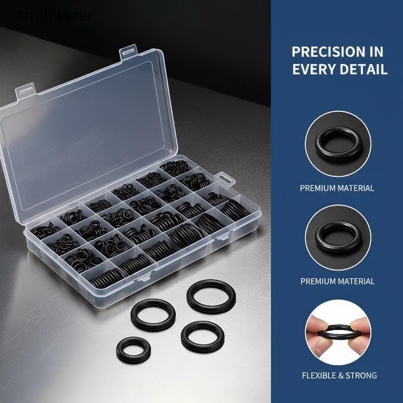 Kit De Sortimento De Anel De Vedação De Borracha 225 Peças Resistente A Óleo E Água Para Máquinas Encanamento Automotivo
