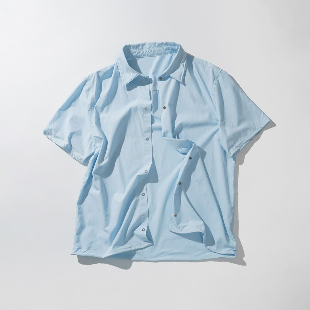 Camisa masculina de manga curta fina de verão de seda gelada de alta elasticidade