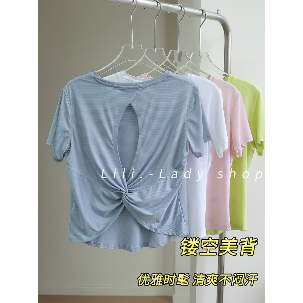 Yoga topo feminino de manga curta profissional de secagem rápida correndo treinamento esportes camiseta de alta intensid